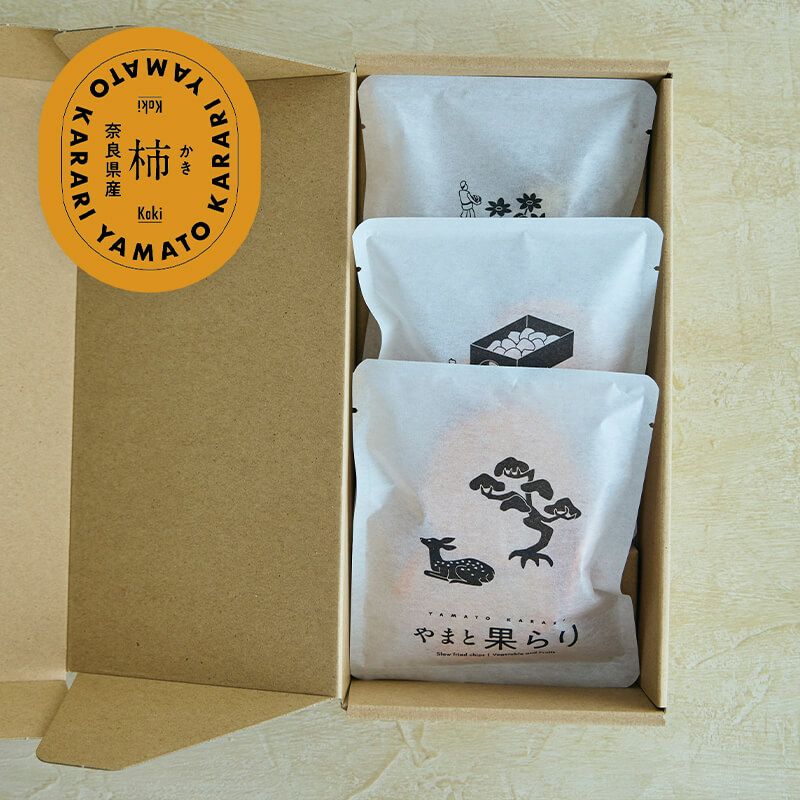 やまと果らり 富有柿チップス 3袋（箱入り）